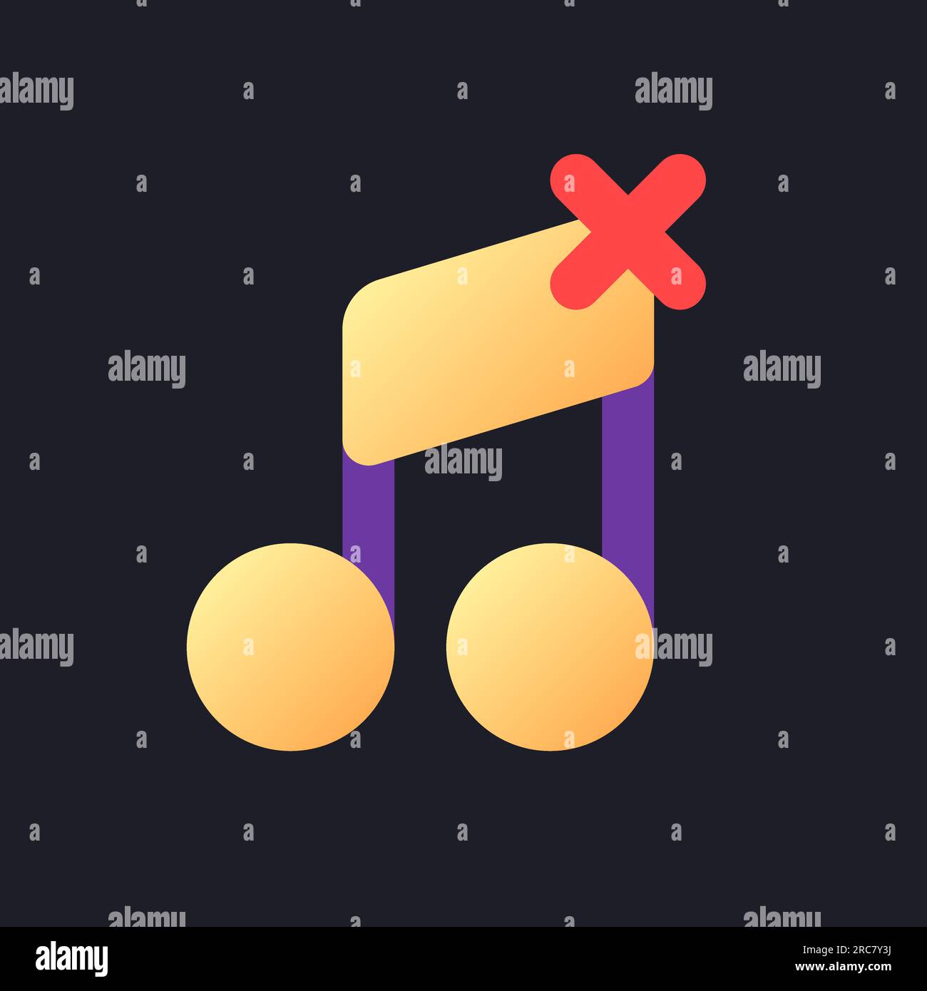 Remove audio track flat gradient fill ui icon for dark theme Stock Vector