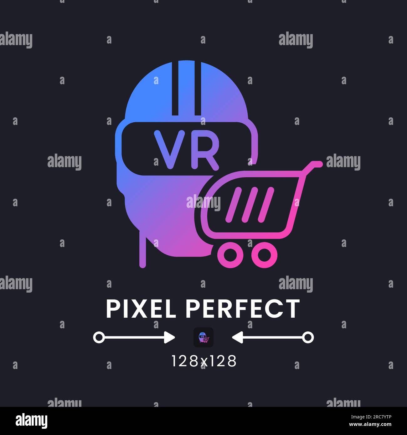 Virtual reality purple solid gradient desktop icon on black Stock Vector