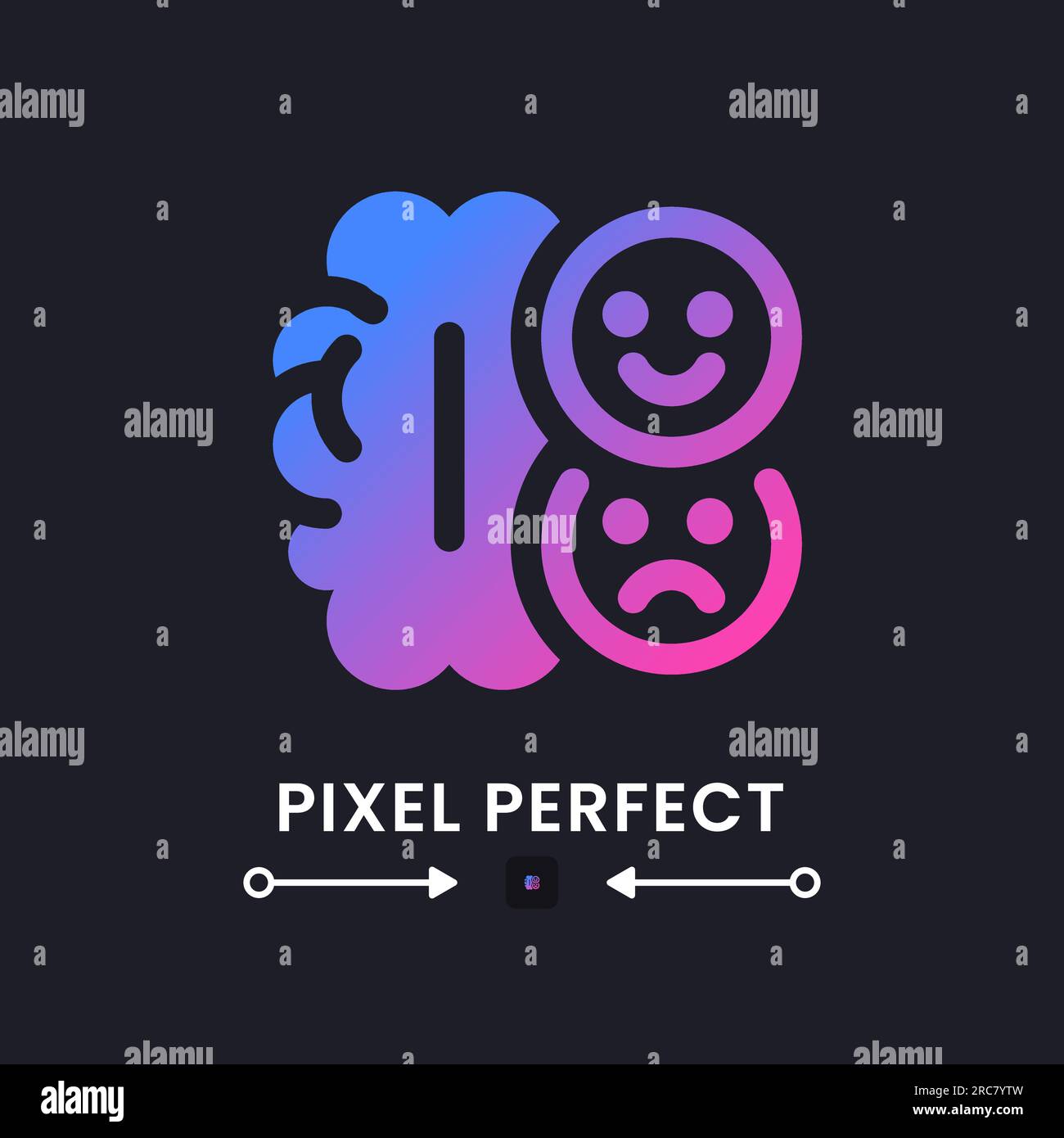 Human emotions purple solid gradient desktop icon on black Stock Vector