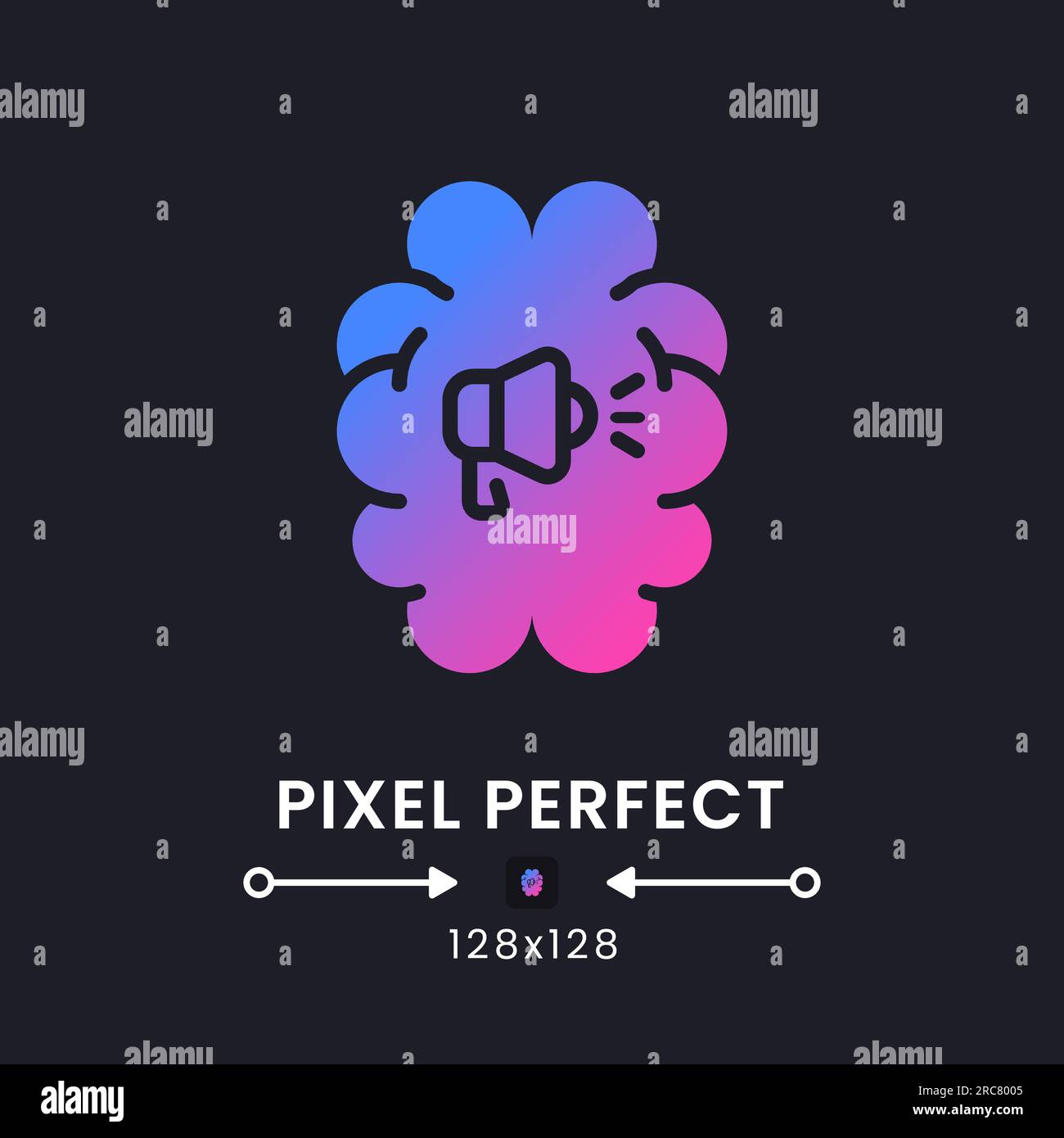 Neuro advertising purple solid gradient desktop icon on black Stock Vector