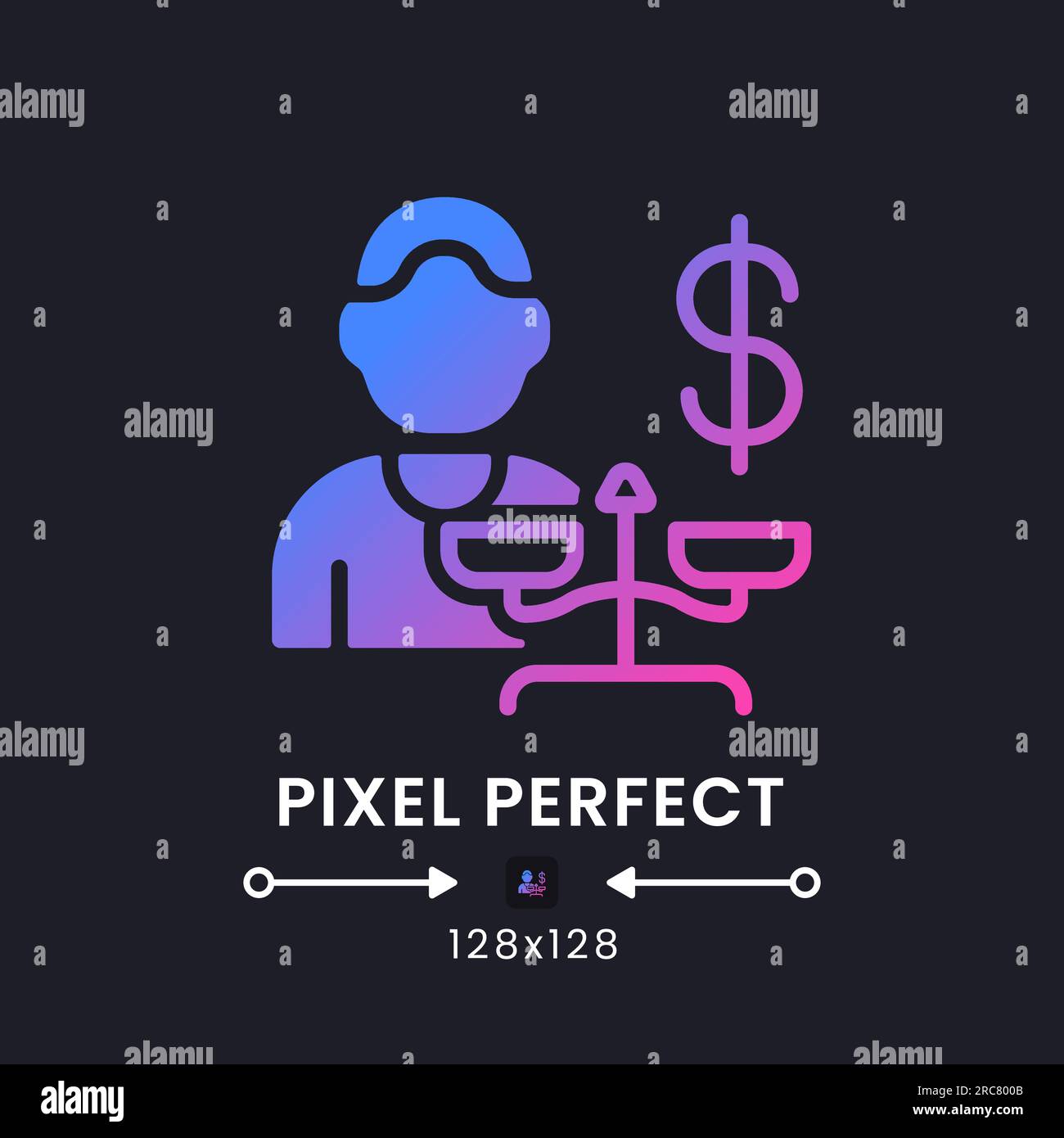 Behavioral economics purple solid gradient desktop icon on black Stock Vector