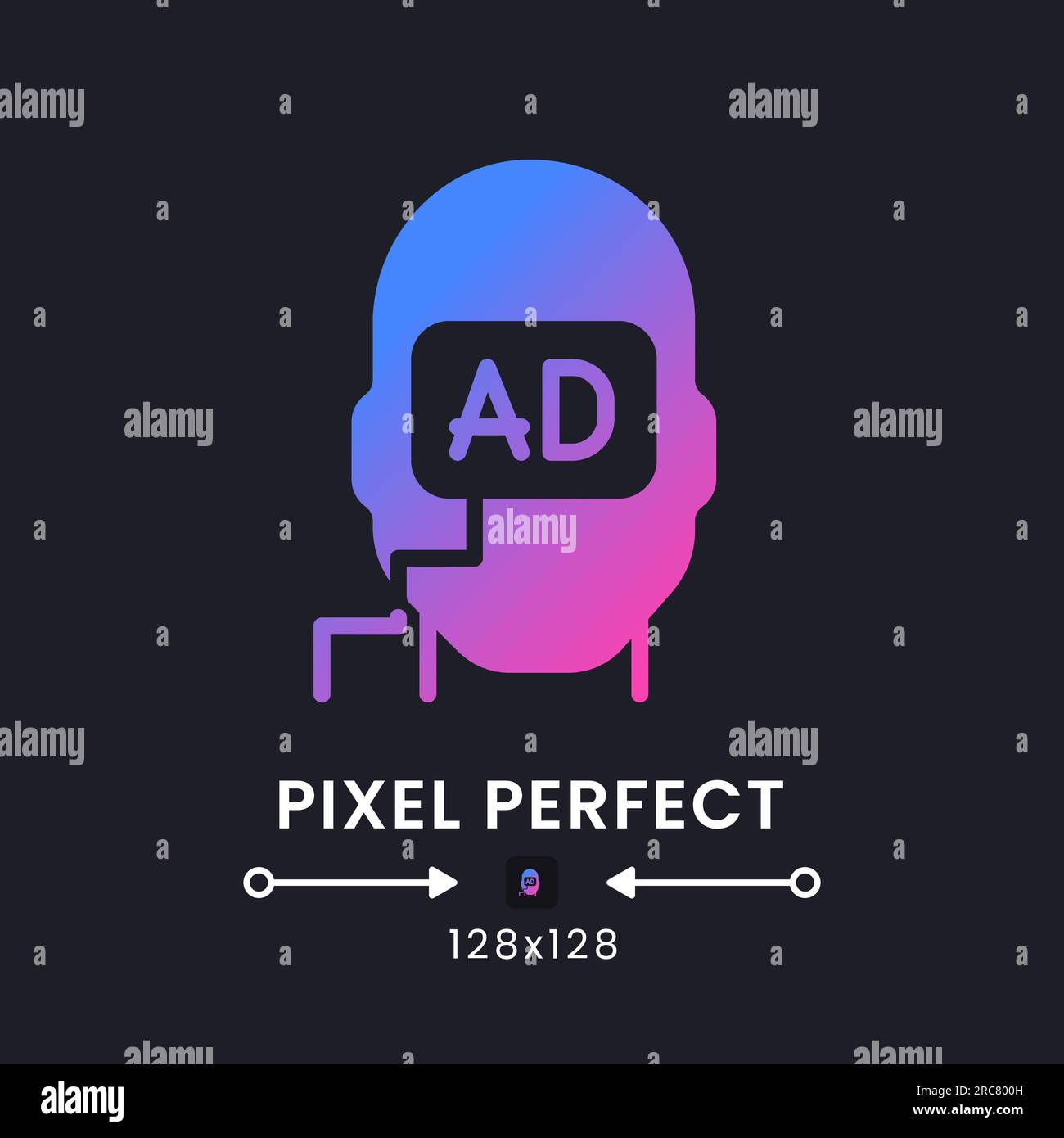 Subliminal advertising purple solid gradient desktop icon on black Stock Vector