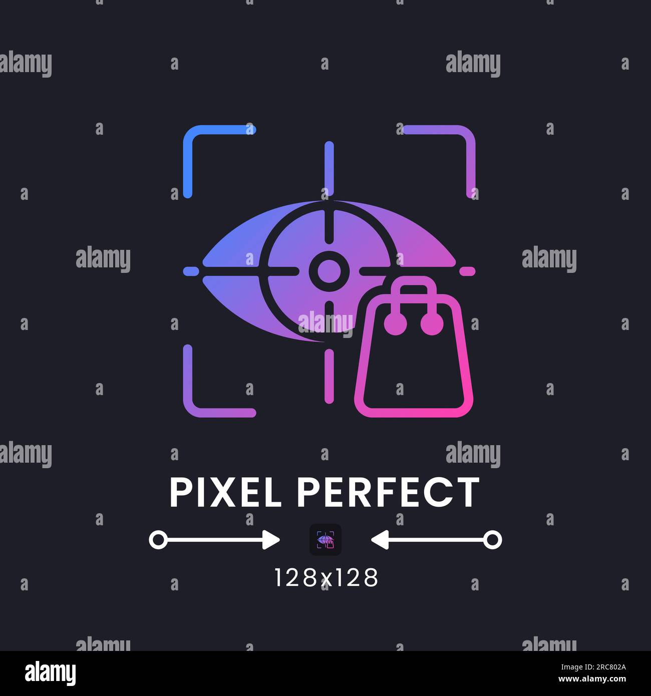 Eye tracking purple solid gradient desktop icon on black Stock Vector
