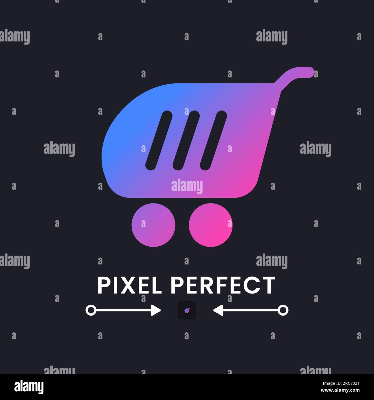 Shopping cart purple solid gradient desktop icon on black Stock Vector