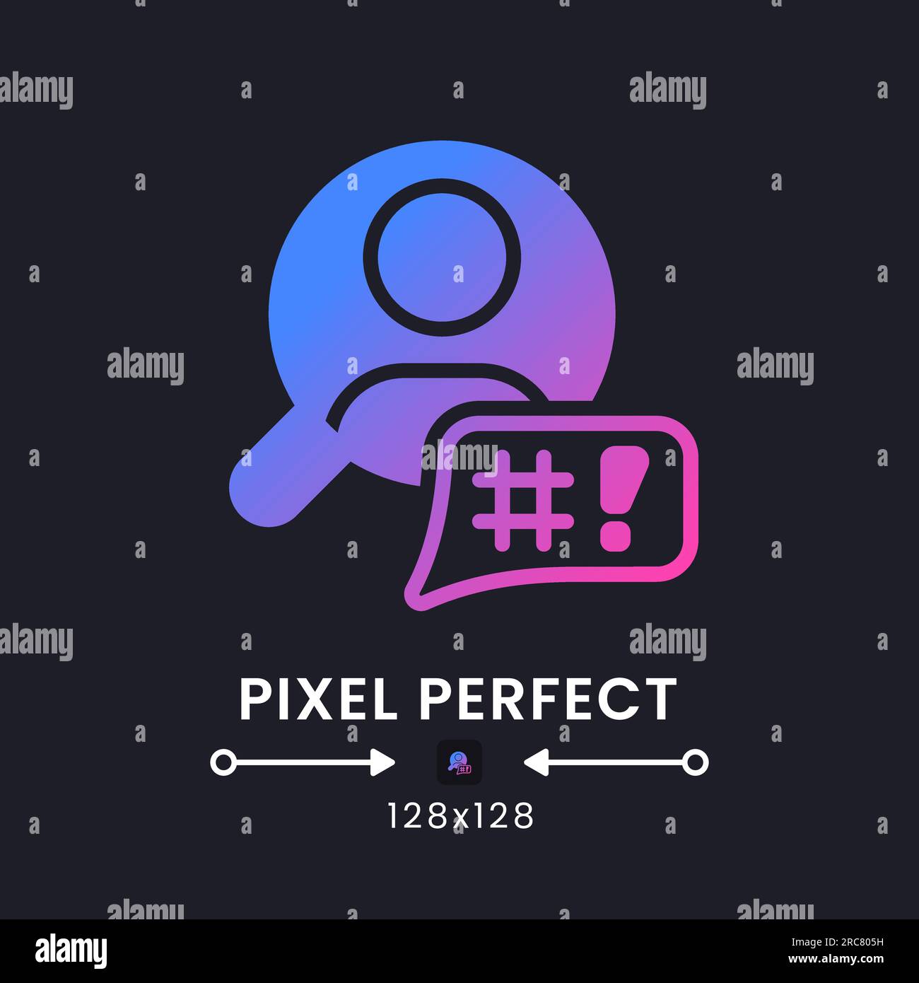 Affective computing purple solid gradient desktop icon on black Stock Vector
