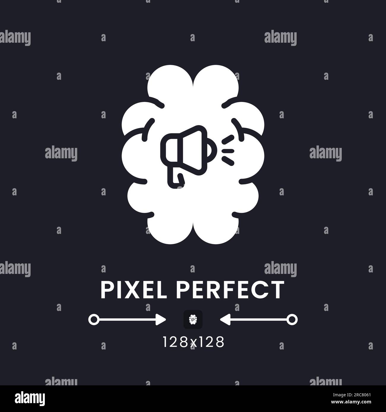 Neuro advertising white solid desktop icon Stock Vector