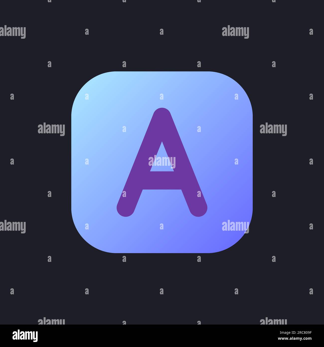 Font style flat gradient fill ui icon for dark theme Stock Vector