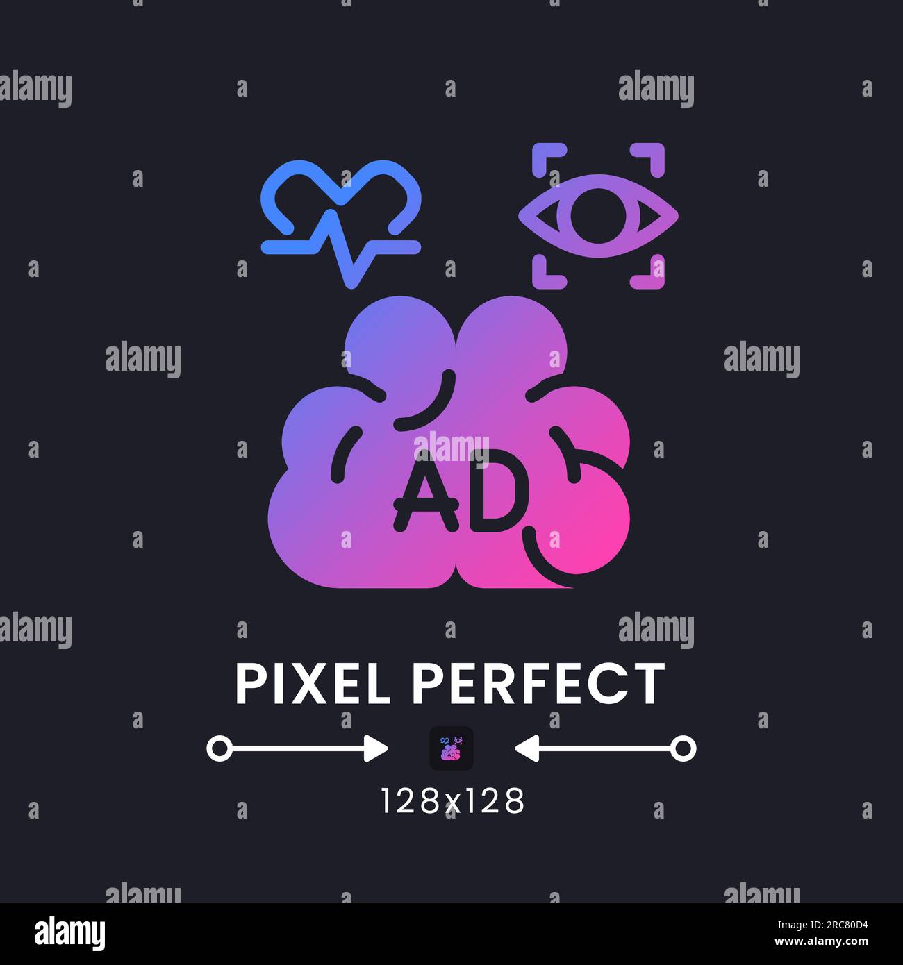 Biometrics purple solid gradient desktop icon on black Stock Vector