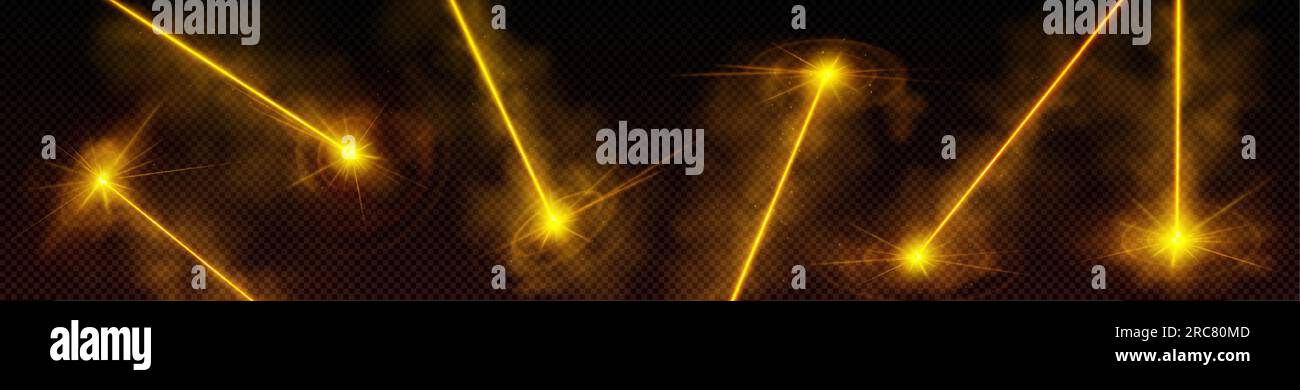 Laser rays, effect of neon light beams. Abstract shiny gold rays ...