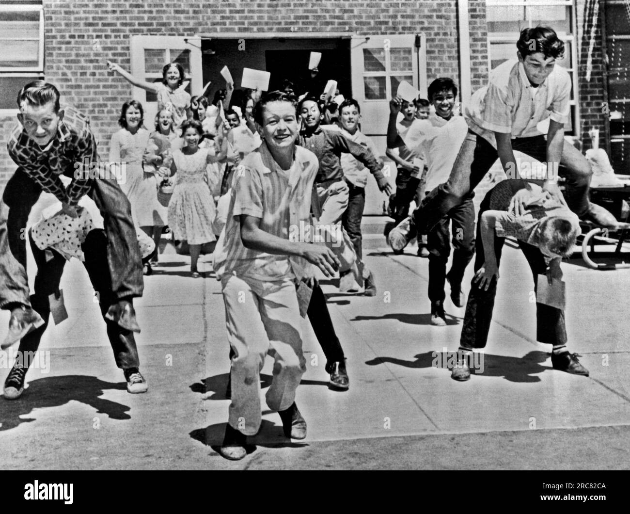 Phoenix, Arizona:  1962. Seventh graders rejoice at the end of the school year. Stock Photo