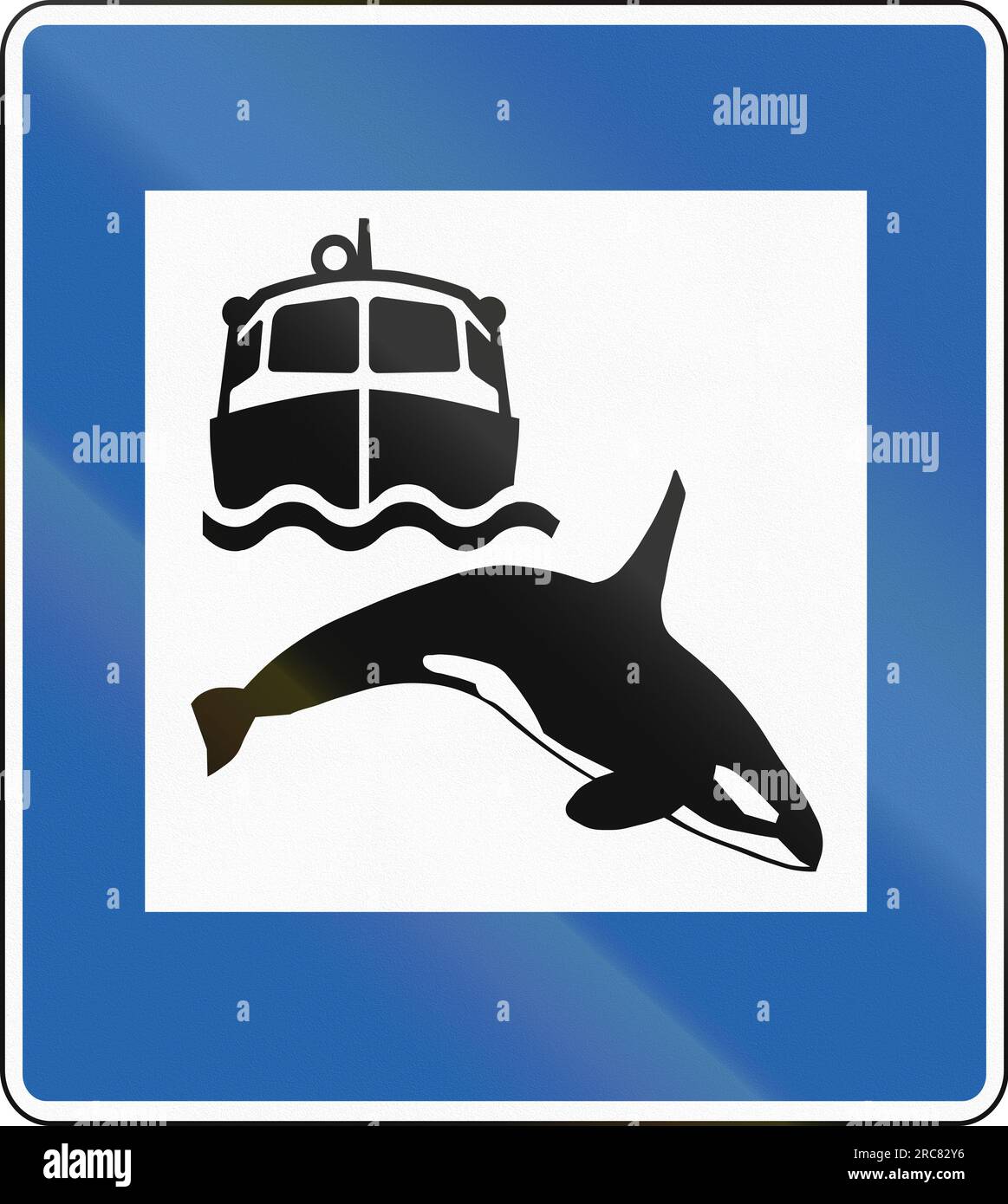 Icelandic service road sign - Whale watching Stock Photo