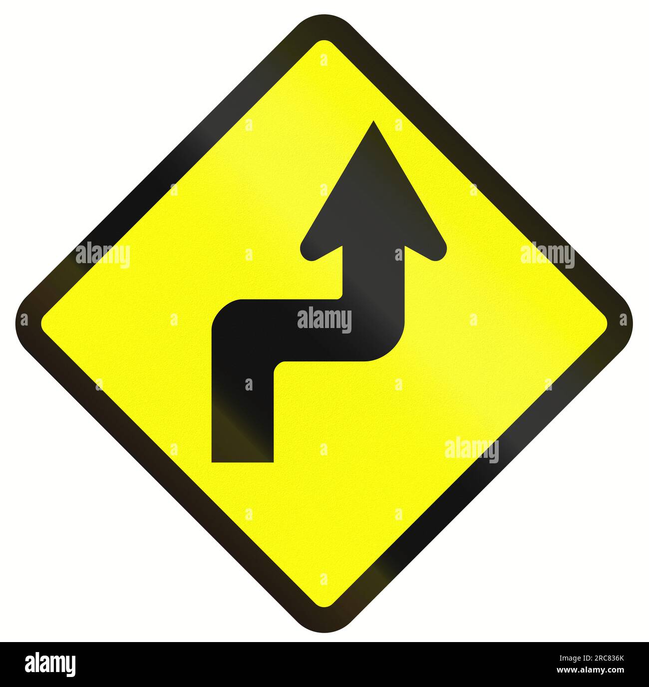 Indonesian road warning sign Reverse turn Stock Photo Alamy