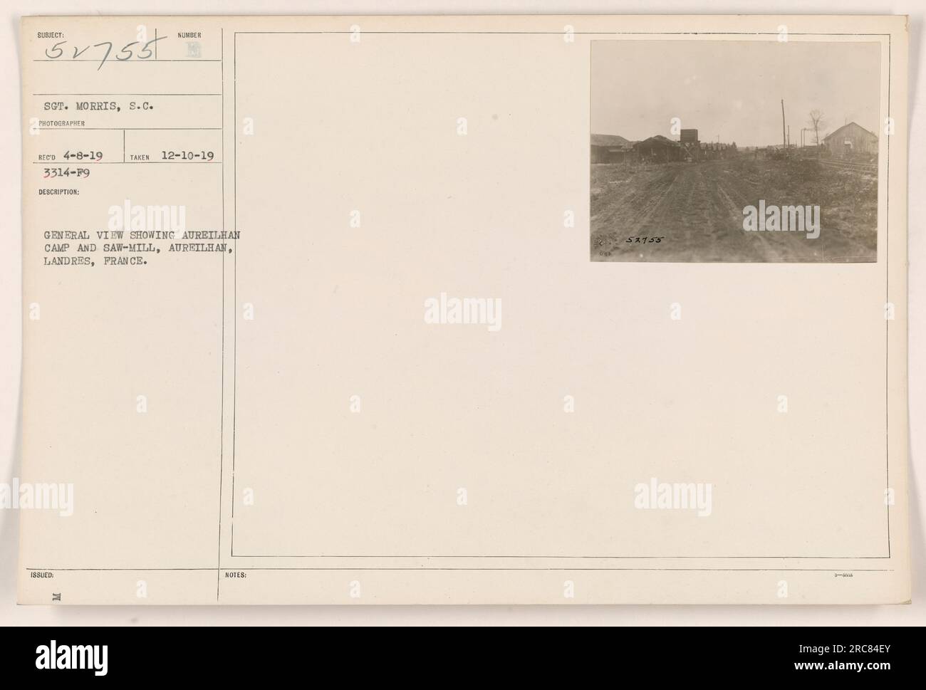 "A photograph capturing a general view of Aureilhan Camp and Sawmill