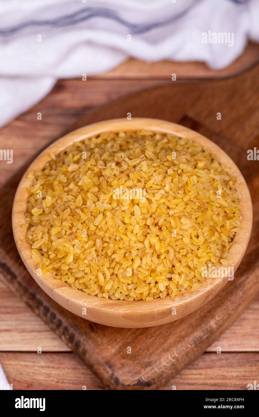 Raw organic bulgur grains hi-res stock photography and images - Alamy