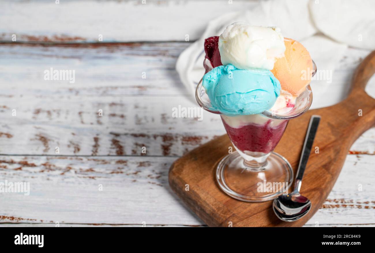 Caramel ice cream ball Stock Photo