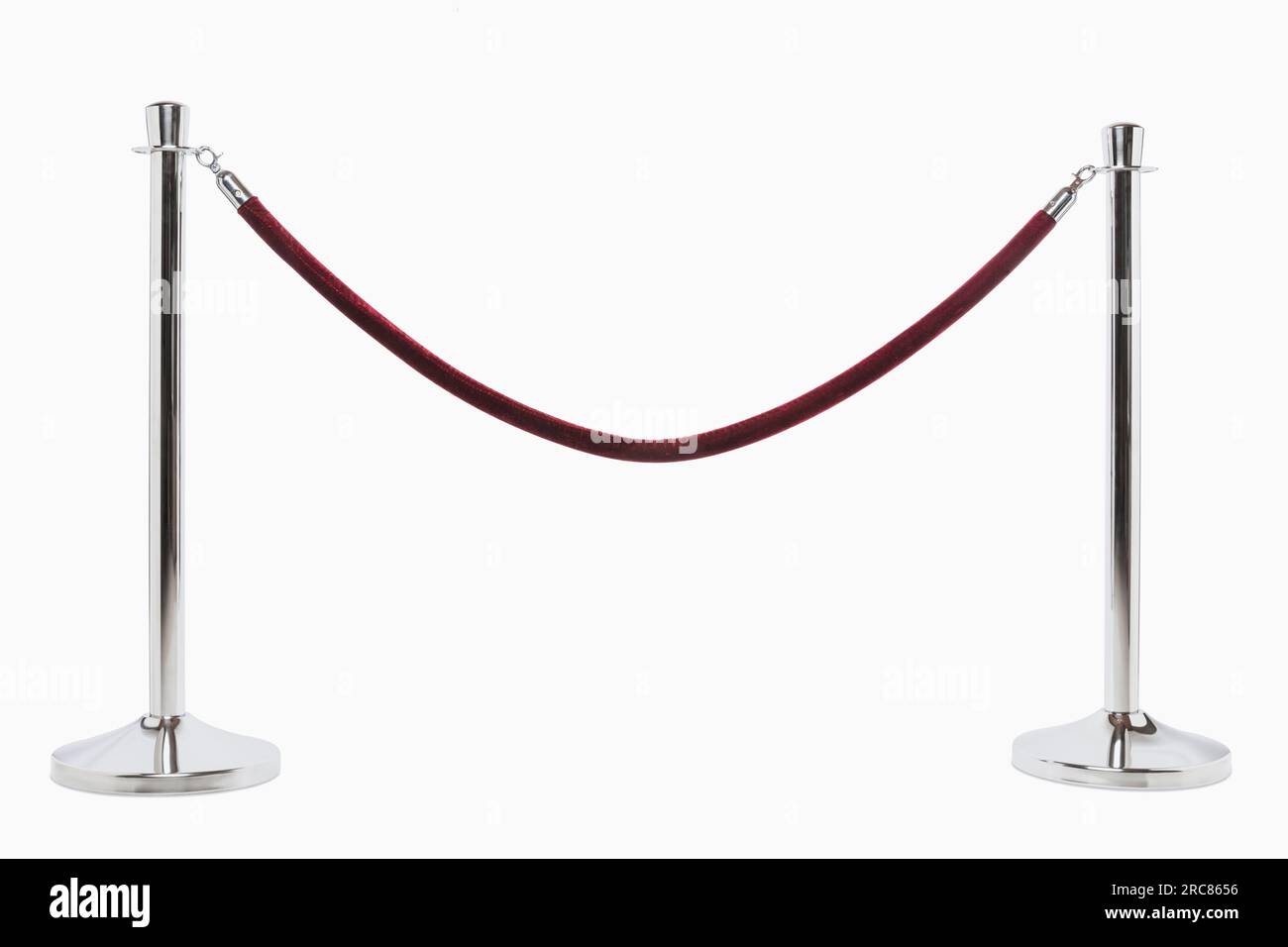 Red velvet barrier rope cordon on chrome poles isolated on transparent  background Stock Photo - Alamy