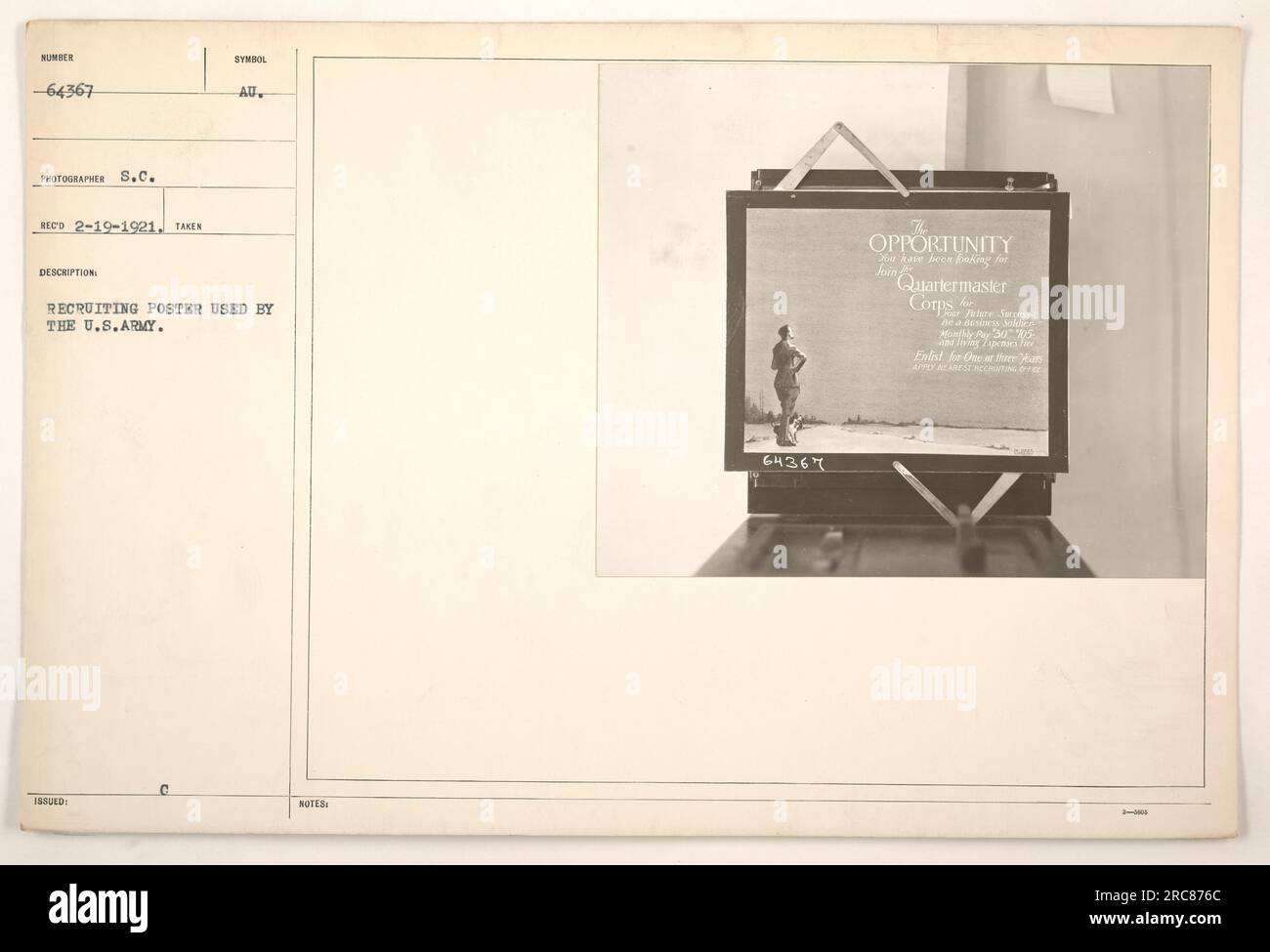 Recruiting poster used by the U.S. Army. Number 64367. The poster