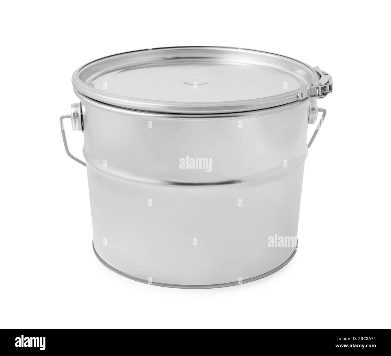 New metal paint bucket isolated on white Stock Photo