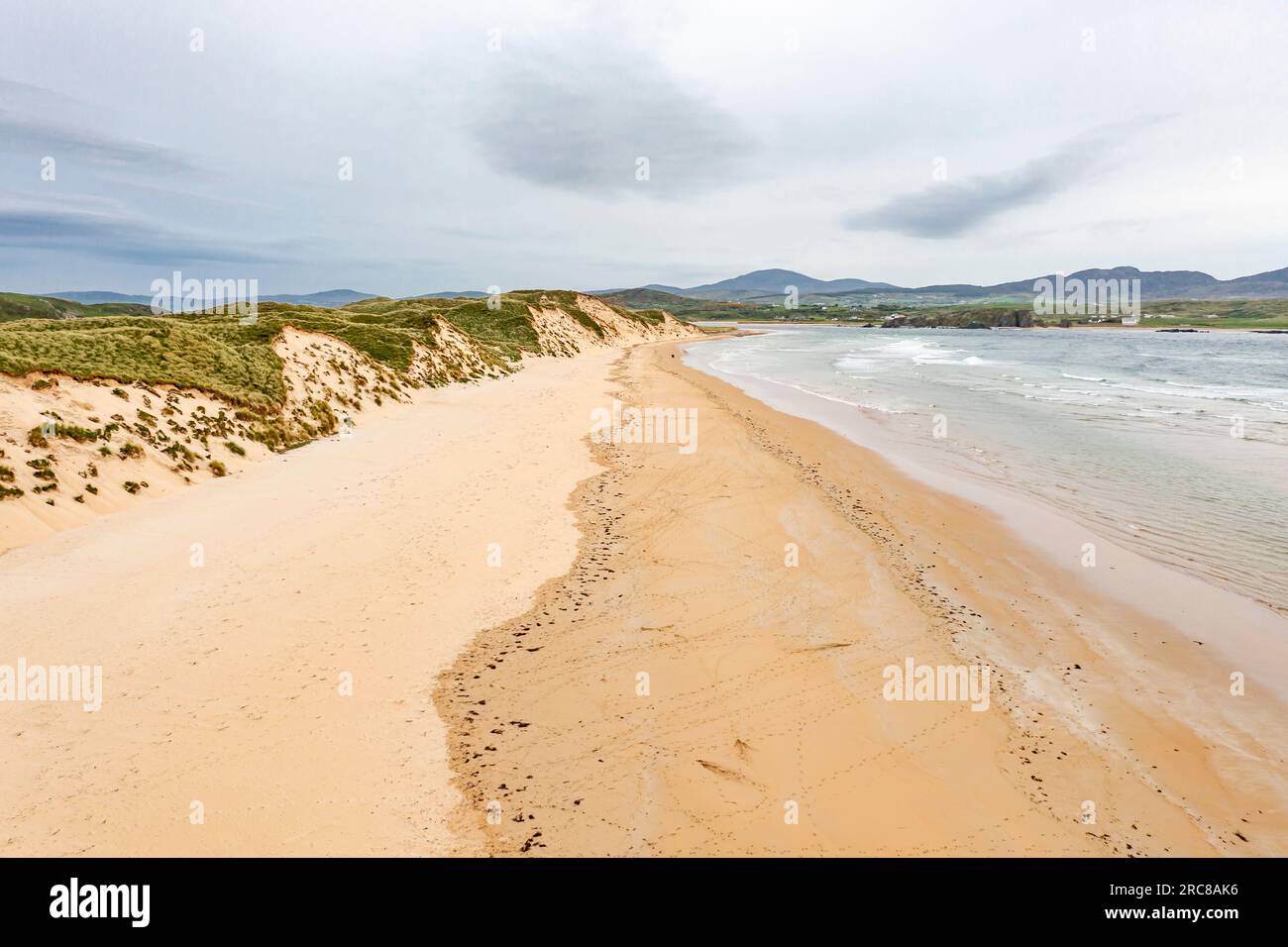 Aerial view of the Five Fingers Strand in County Donegal, Ireland. Stock Photo
