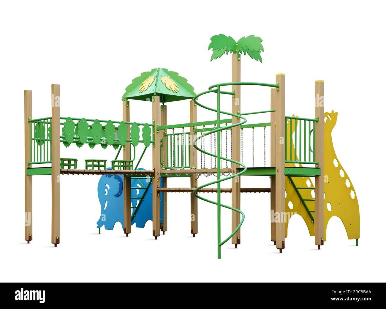 Colorful outdoor playset isolated on white. Modern playground equipment