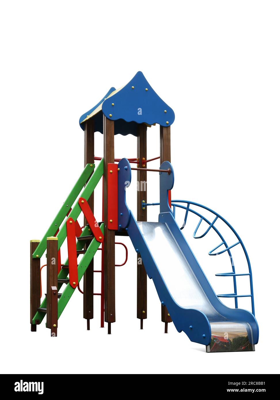 Colorful outdoor playset isolated on white. Modern playground equipment