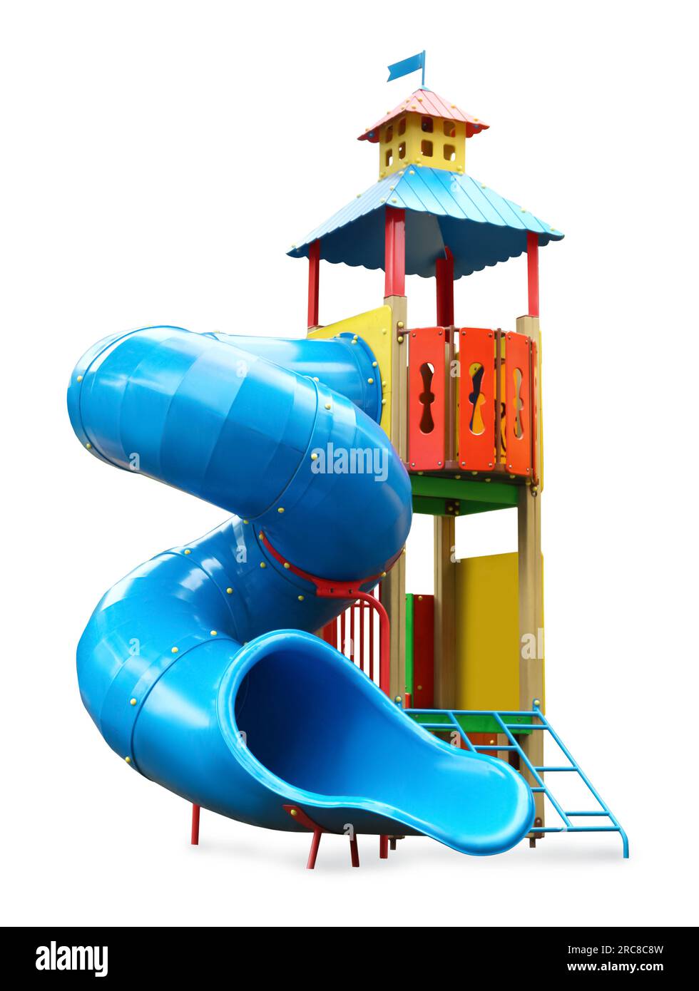Colorful outdoor playset isolated on white. Modern playground equipment