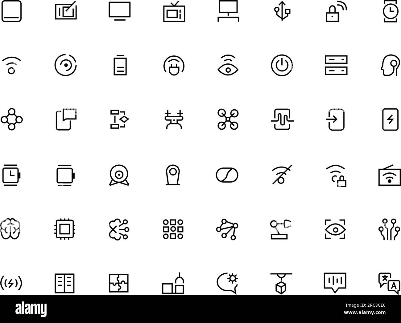 Set of technology icons. Industry 4.0, 5g, ai, robot, iot, programming vector illustration pack Stock Vector