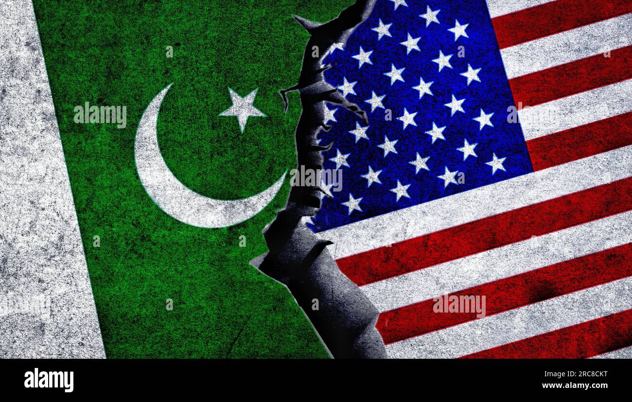 USA and Pakistan flags together. Pakistan and United States of America relations. Stock Photo