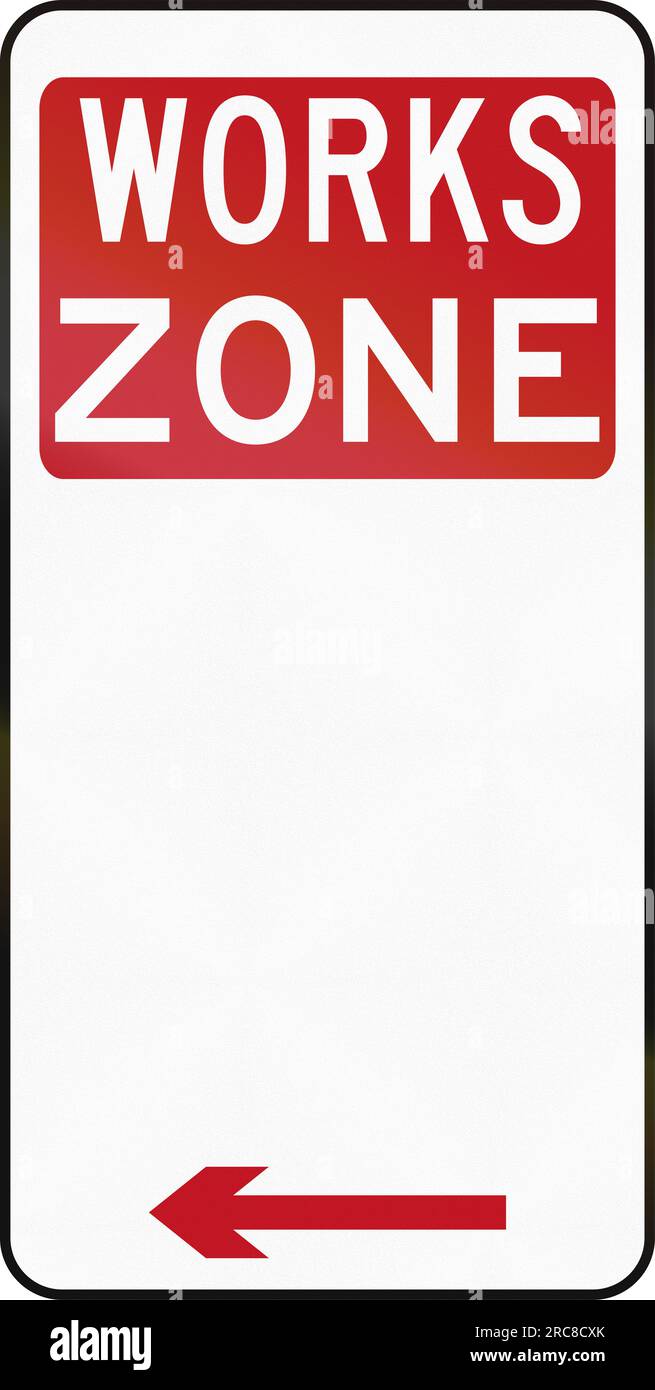 Australian special parking zone regulation sign Works Zone Stock Photo