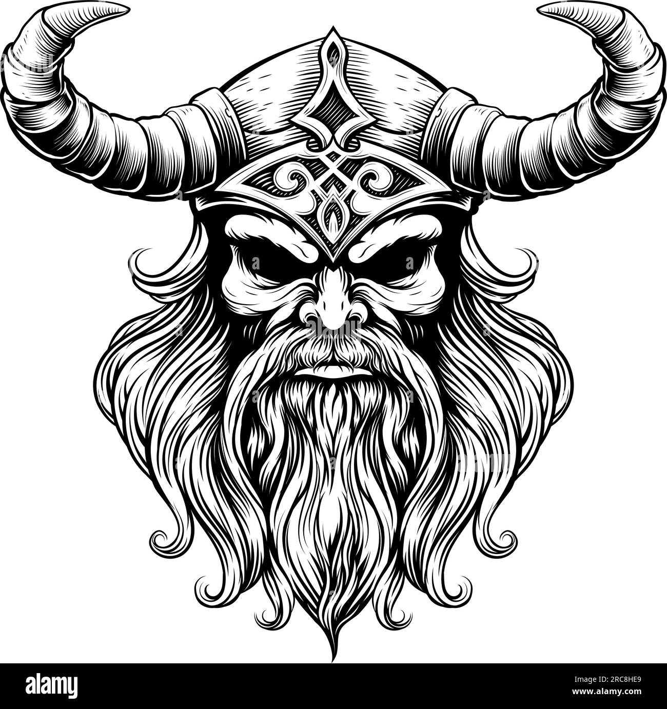 Viking Warrior Man Strong Mascot Face in Helmet Stock Vector