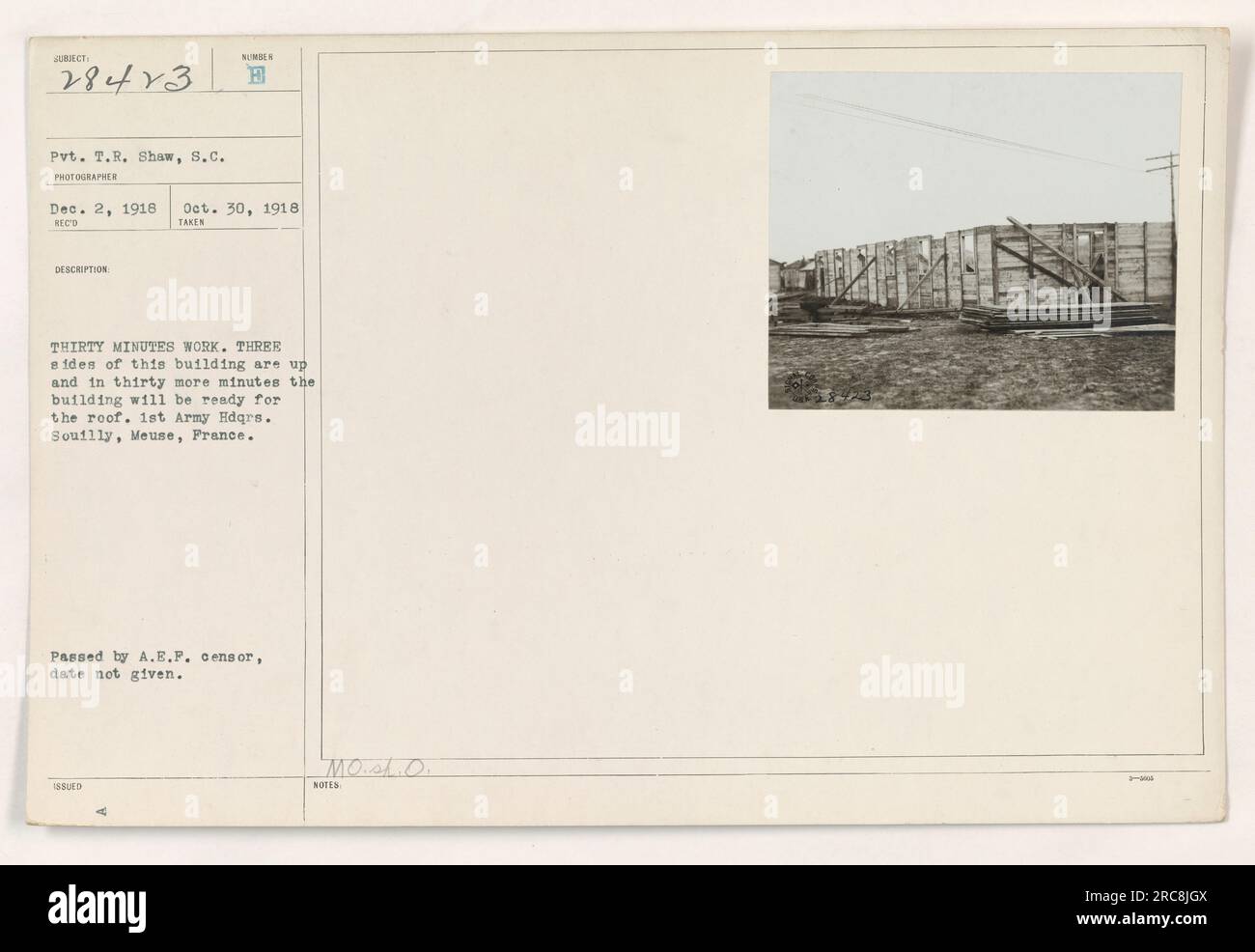 Image Description A photograph taken by Pvt. T.R. Shaw on October 30