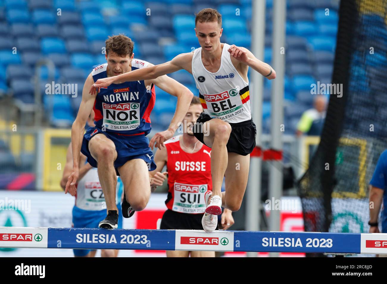 Chorzow, Poland. 23 June, 2023: Clement Deflandre of Belgium competes in Men's 3000m Steeplechase race during the European Teams Athletics Championships, European Games - Day 4 at Slaski Stadium in Chorzow, Poland. June 23, 2023. (Photo by Nikola Krstic/Alamy) Stock Photo
