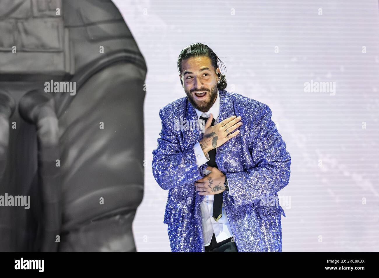 Rome, Italy. 12th July, 2023. Maluma, real name Juan Luis Londono Arias