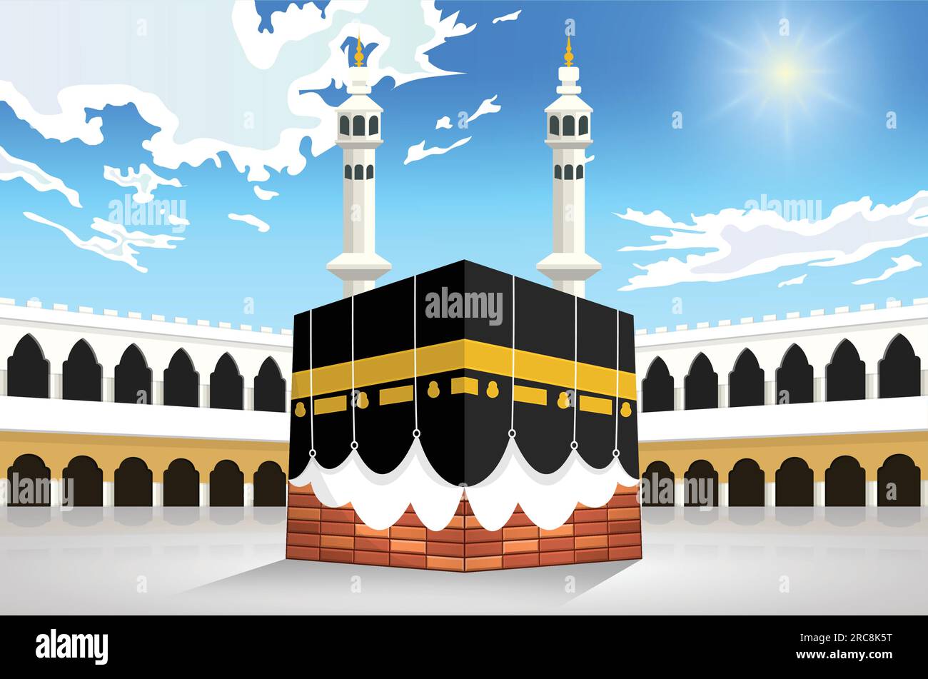 Vector illustration of mecca for hajj, al-haram mosque, kaaba in saudi ...