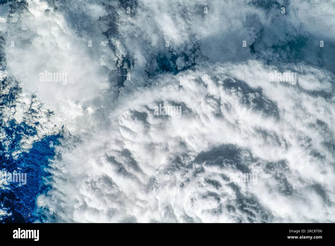 Storm clouds over Honduras. Sciences of meteorology, weather, climate change. Image by NASA. Media usage guidelines: https://www.nasa.gov/multimedia/g Stock Photo