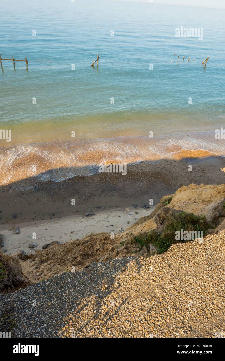 Sea defences and land erosion on the North sea coast at Happisburgh in ...