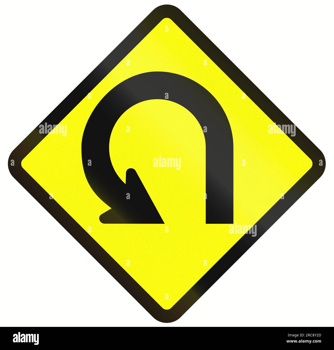 Indonesian road warning sign: 270 degree loop Stock Photo