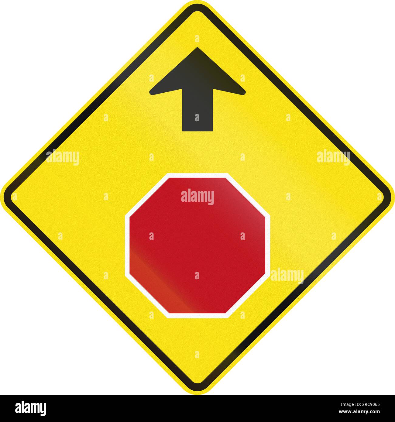 Australian road warning sign - Stop sign ahead Stock Photo - Alamy