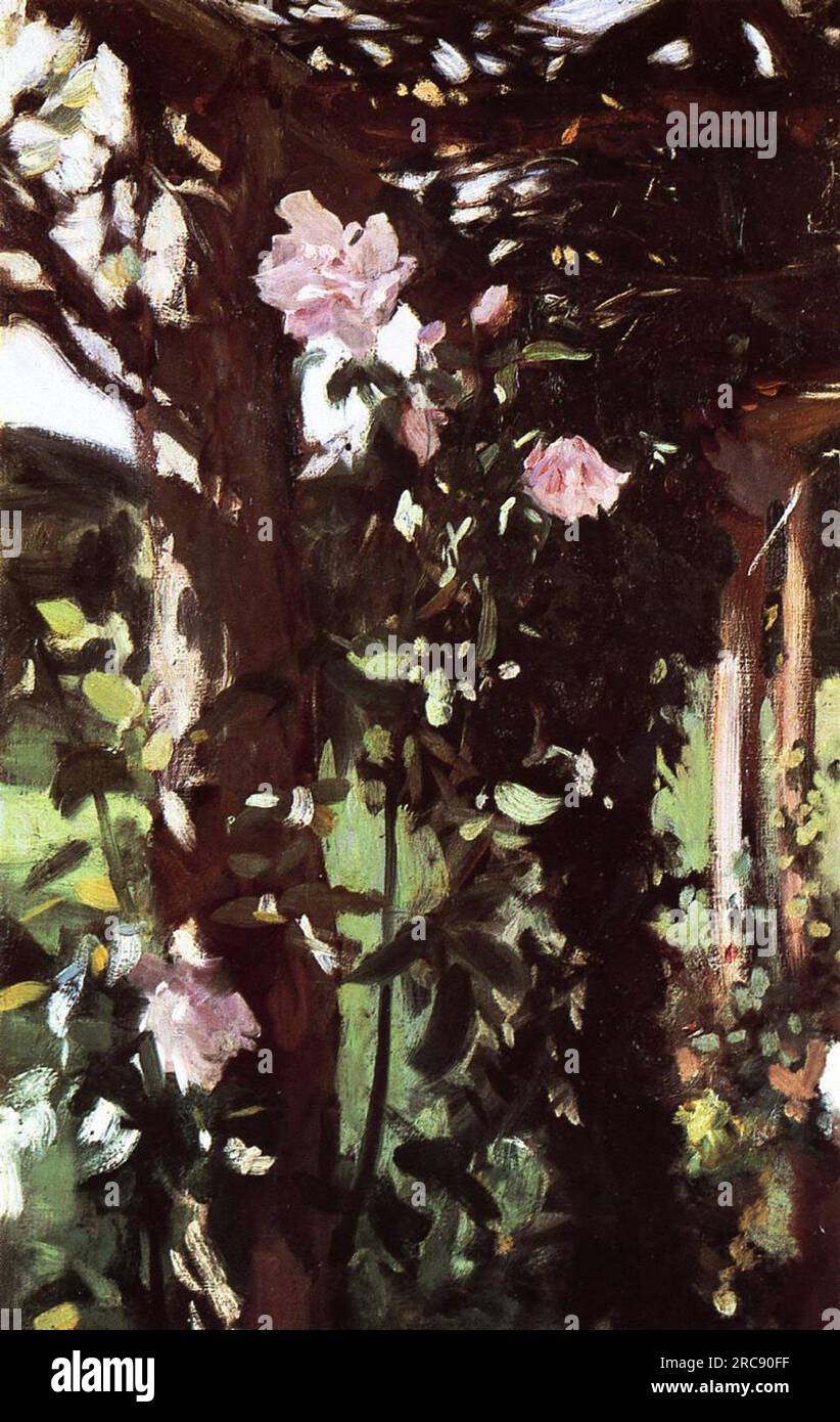 A Rose Trellis (Roses at Oxfordshire) 1886 by John Singer Sargent Stock ...