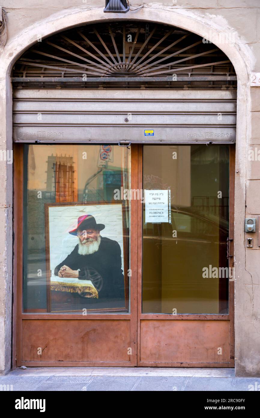 Florence, Italy - April 5, 2022: The Chabad House near the Great