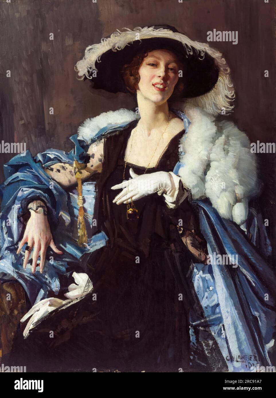 George Washington Lambert, The White Glove, portrait painting in oil on canvas, 1921 Stock Photo