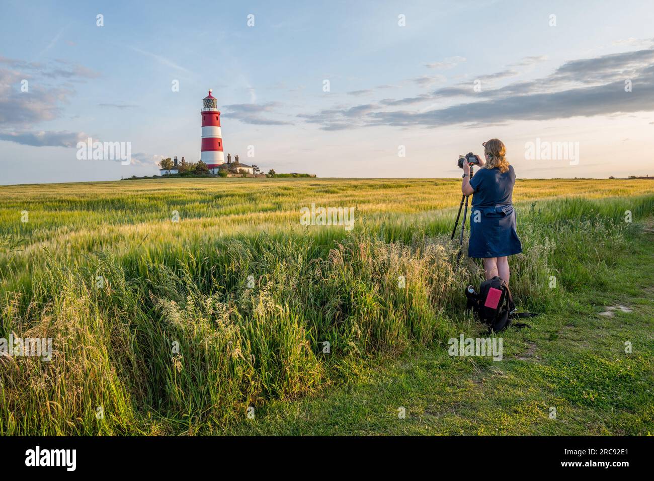 Happisburgh Lighthouse on the Norfolk coast. Stock Photo