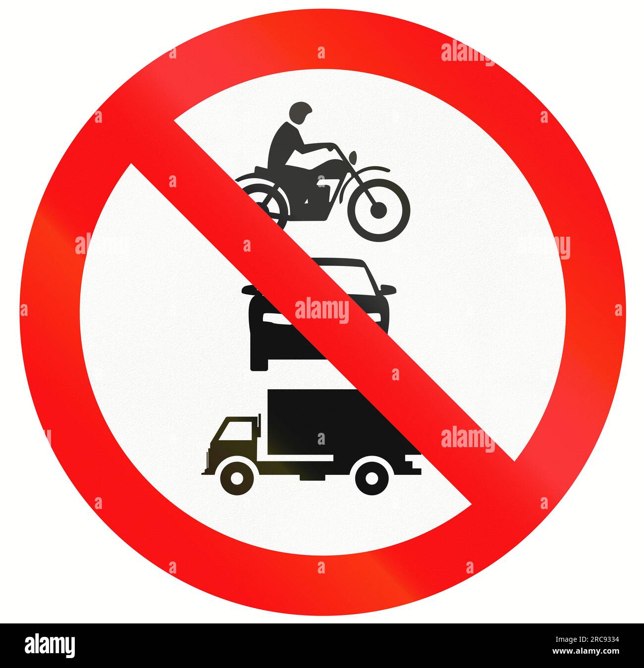 Indonesia sign prohibiting thoroughfare for all motor vehicles. Stock Photo