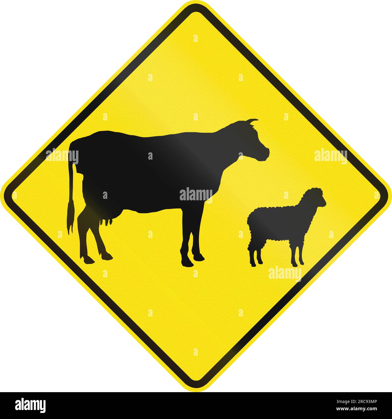 Australian road warning sign - Domestic animal crossing Stock Photo - Alamy