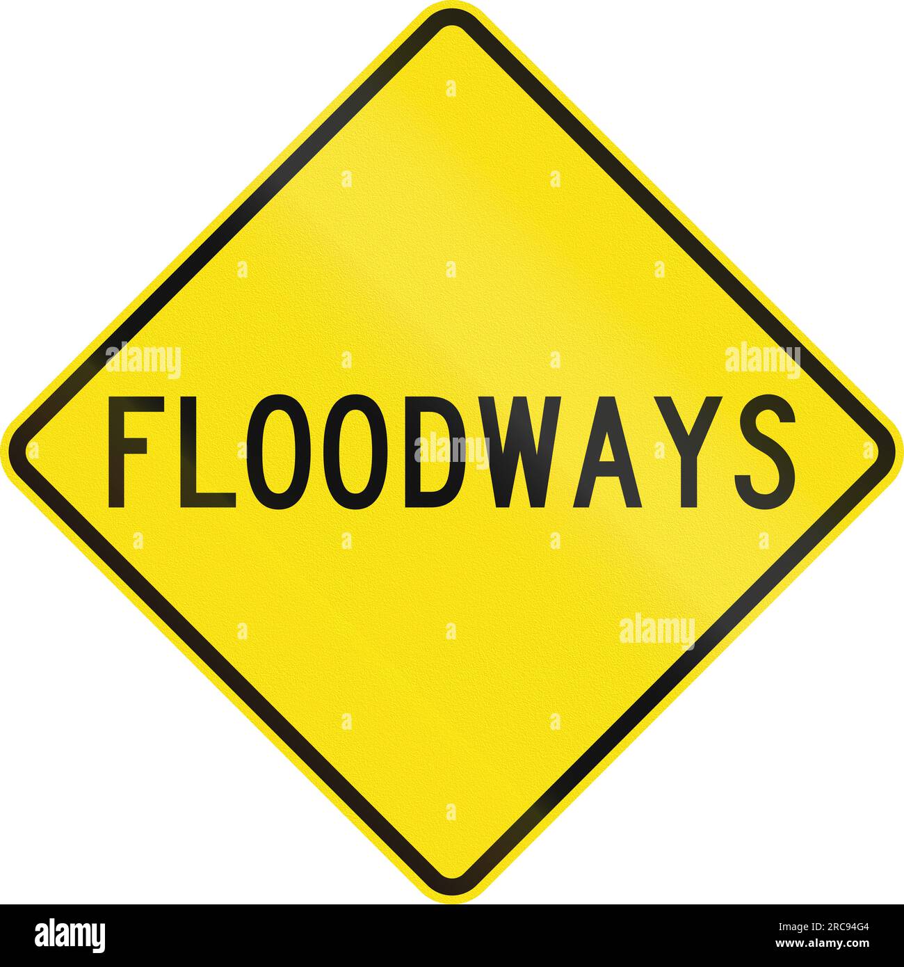 An Australian Warning Traffic Sign - Floodways Stock Photo - Alamy