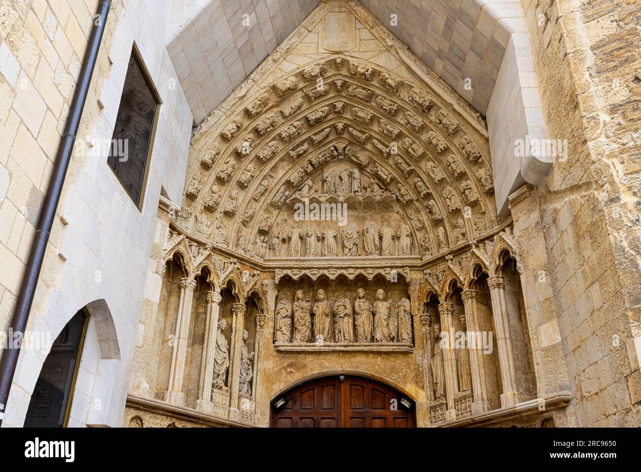 Portal to Santa Maria Cathedral in (Old Cathedral), Vitoria-Gasteiz, Basque country, Spain. Stock Photo