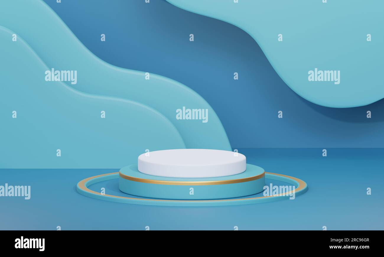3D rendering blue product background stand or podium product background ...