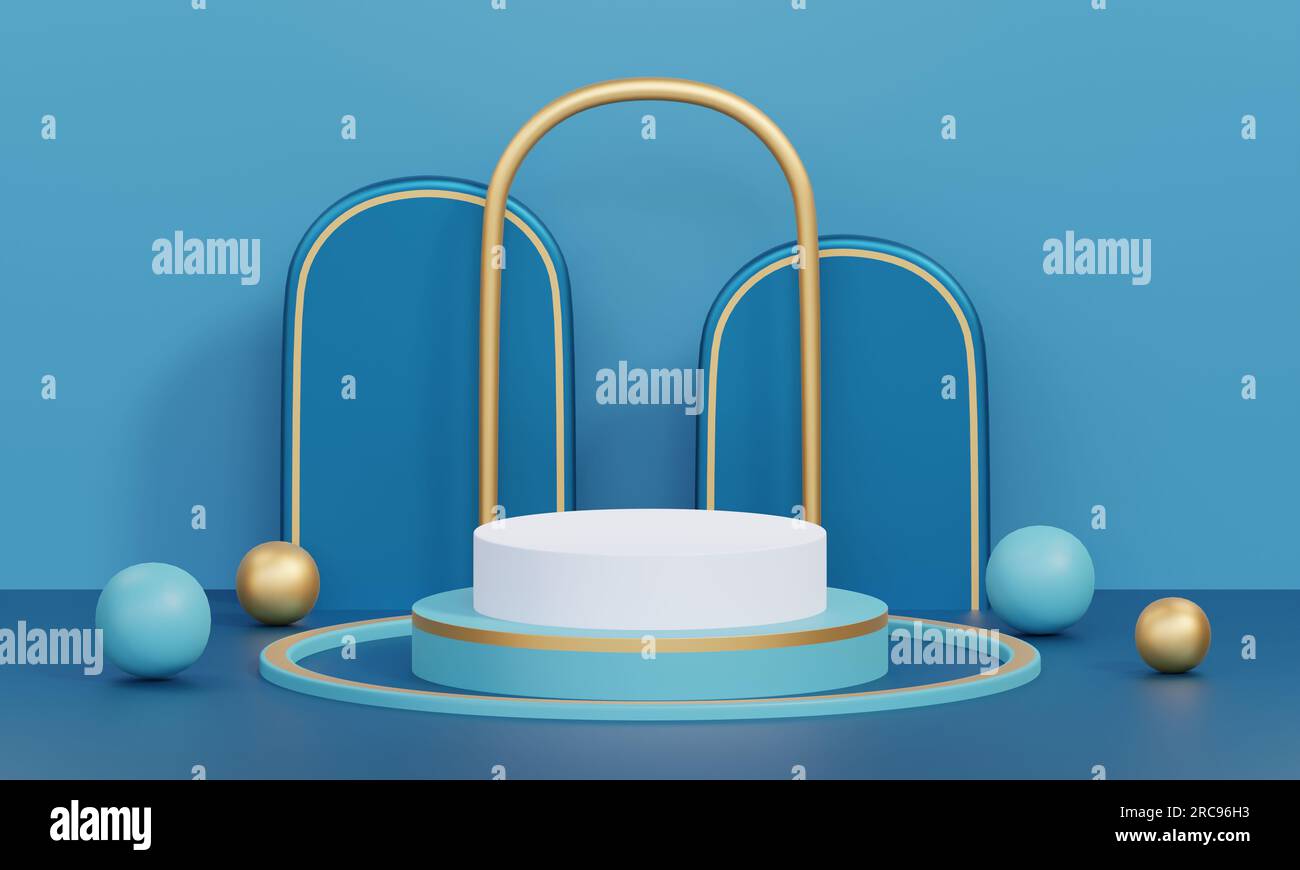 3D rendering blue product background stand or podium product background ...