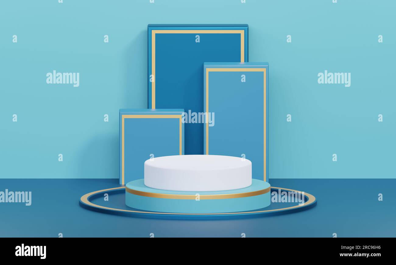 3D rendering blue product background stand or podium product background ...