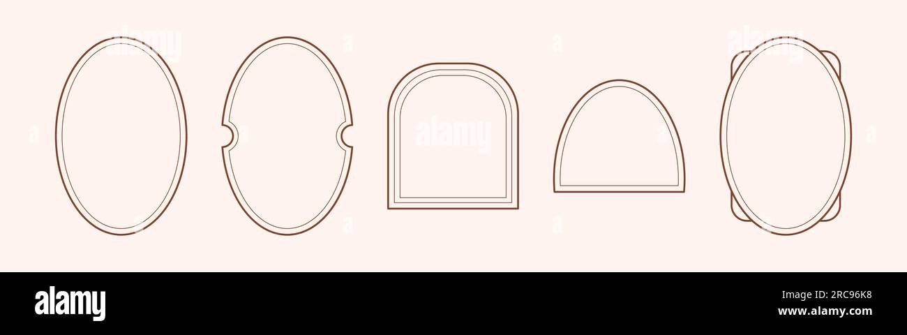 Minimalistic aesthetic y2k frames in Boho colors. Stock Vector